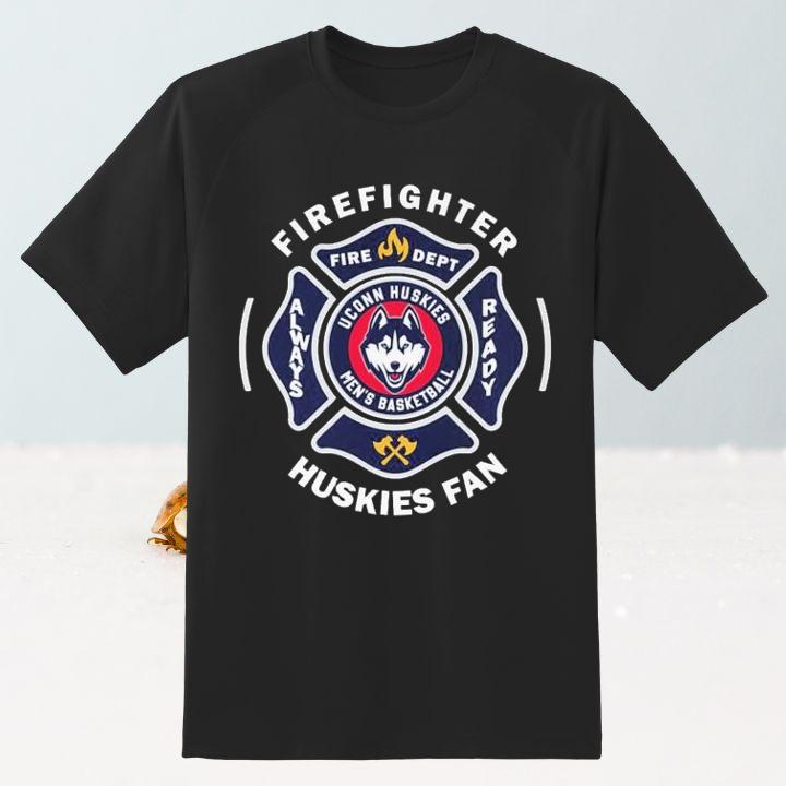 Fire Dept Uconn Huskies Logo Mens Basketball Firefighter T-Shirt
