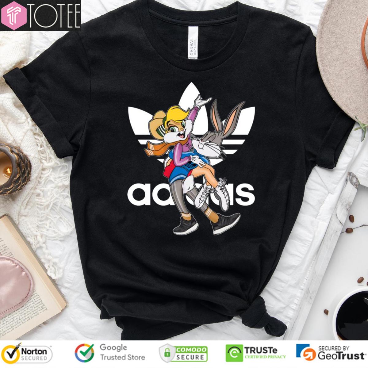 Lola And Bugs Bunny Looney Tunes Parody Adidas Logo T-Shirt