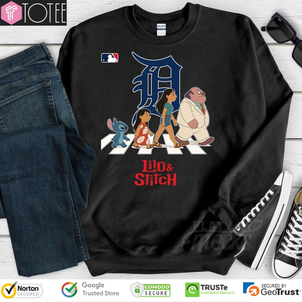 Lilo And Stitch Abbey Road Detroit Tigers Baseball Sweatshirt