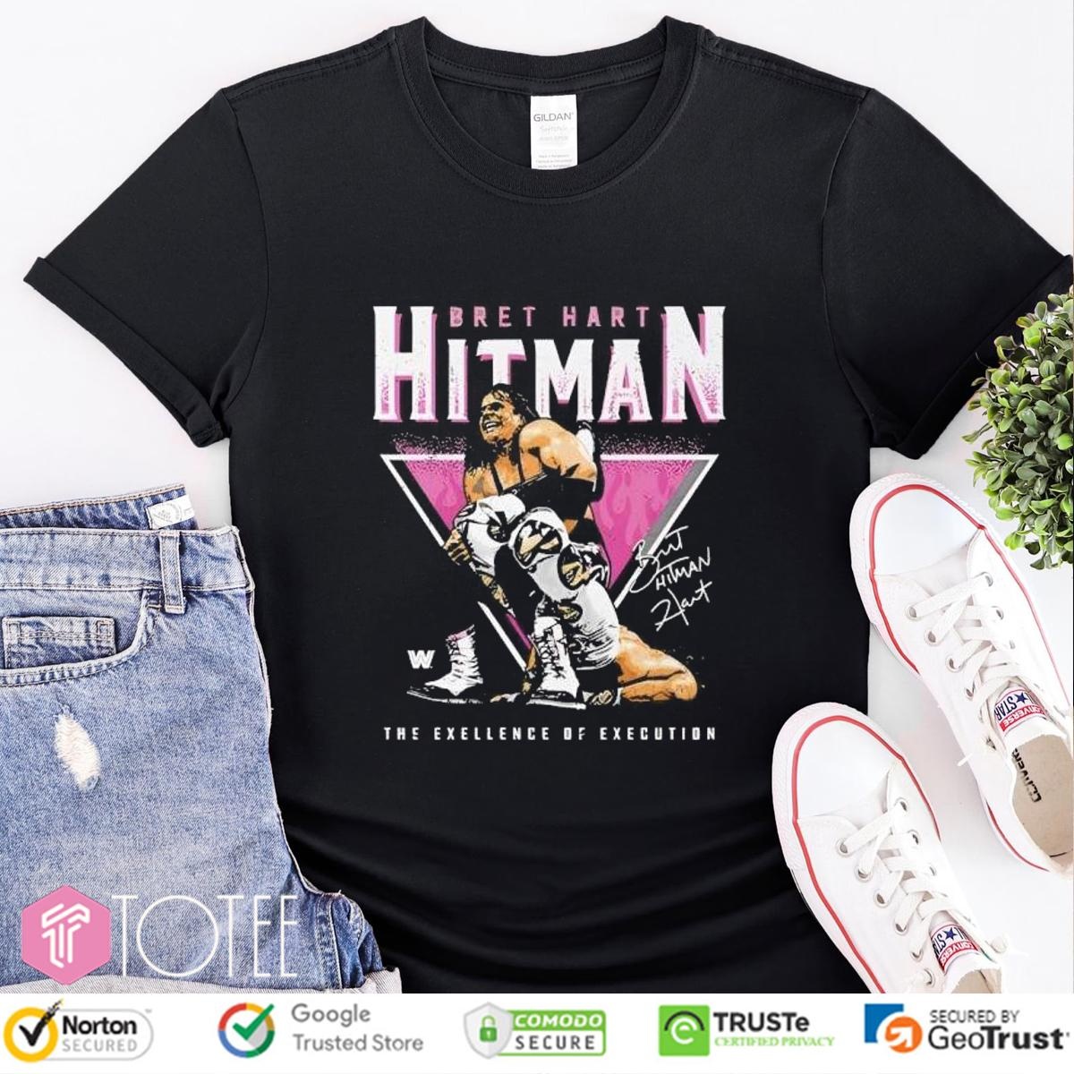 Bret Hart Hitman The Excellence Of Execution Retro Signature T-shirt