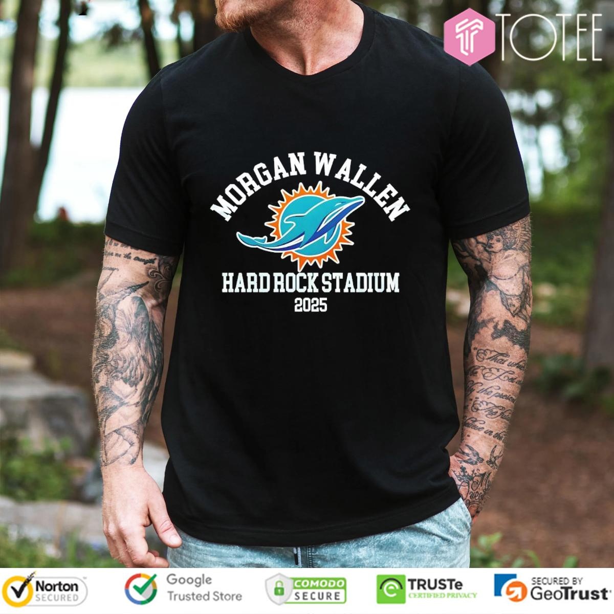 Morgan Wallen Hard Rock Stadium 2025 Miami Dolphins Logo T-shirt
